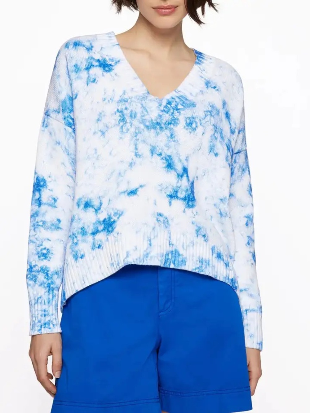BOSS "C_Faverde" Organic Cotton Tie-Dye V-Neck Sweater